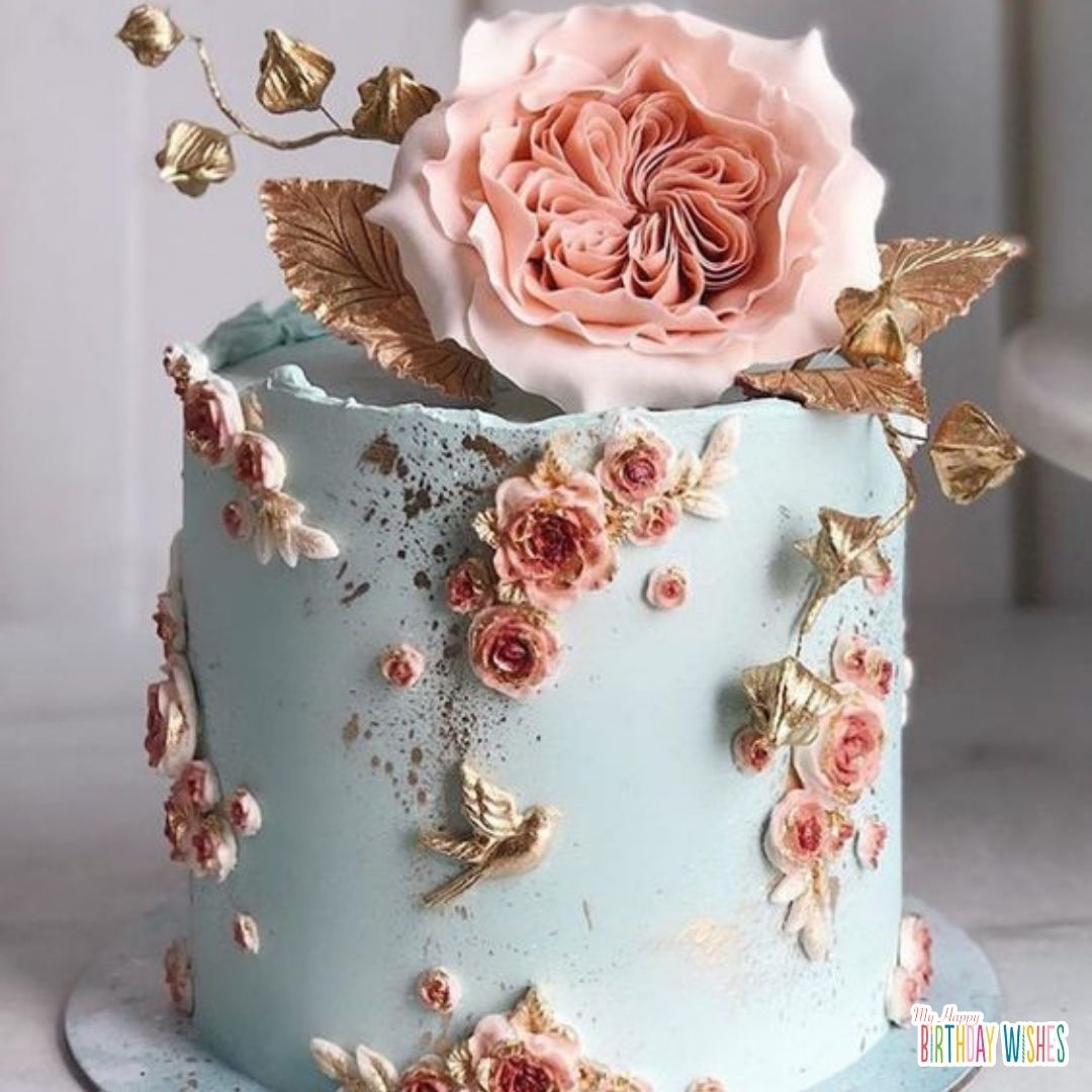 modern design birthday cake with flowers