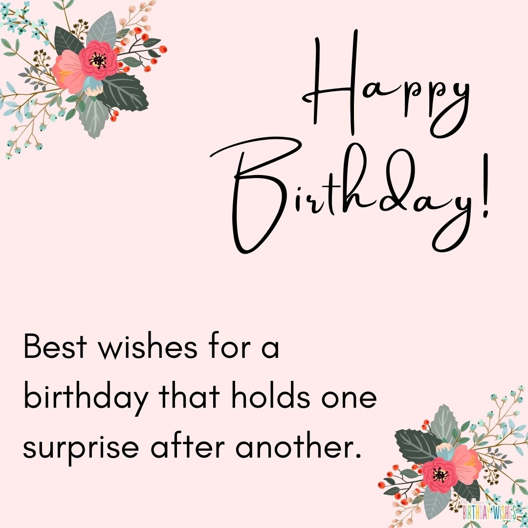 minimal flower themed birthday wishes card