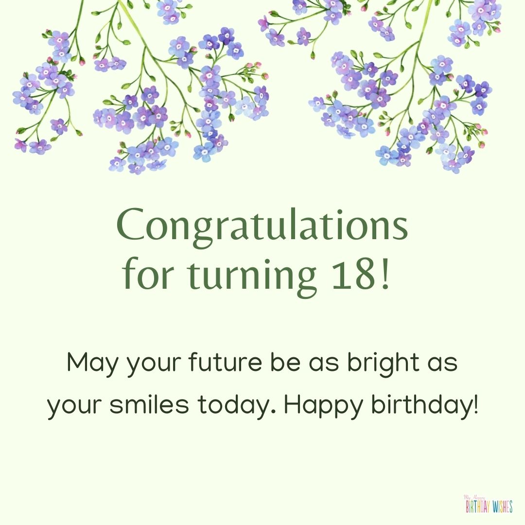 18th birthday card with birthday wish minimalist green themed with flower borders