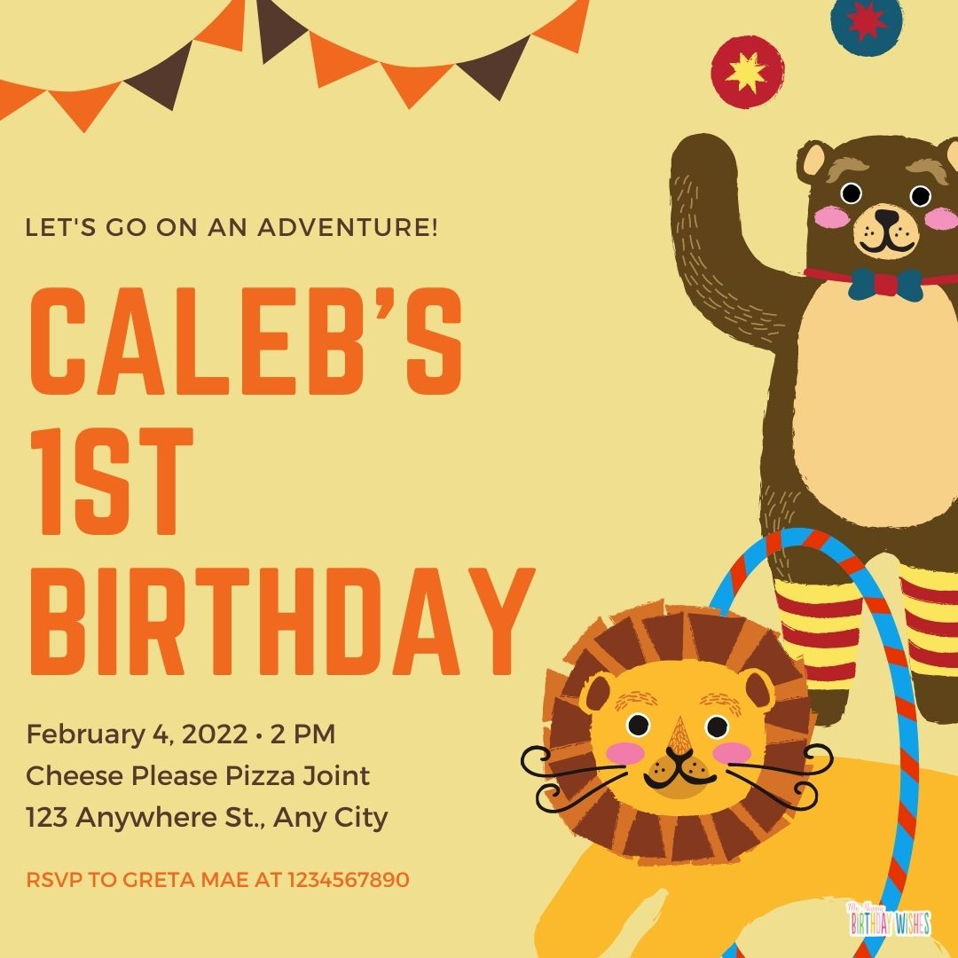 animal theme birthday invitation card