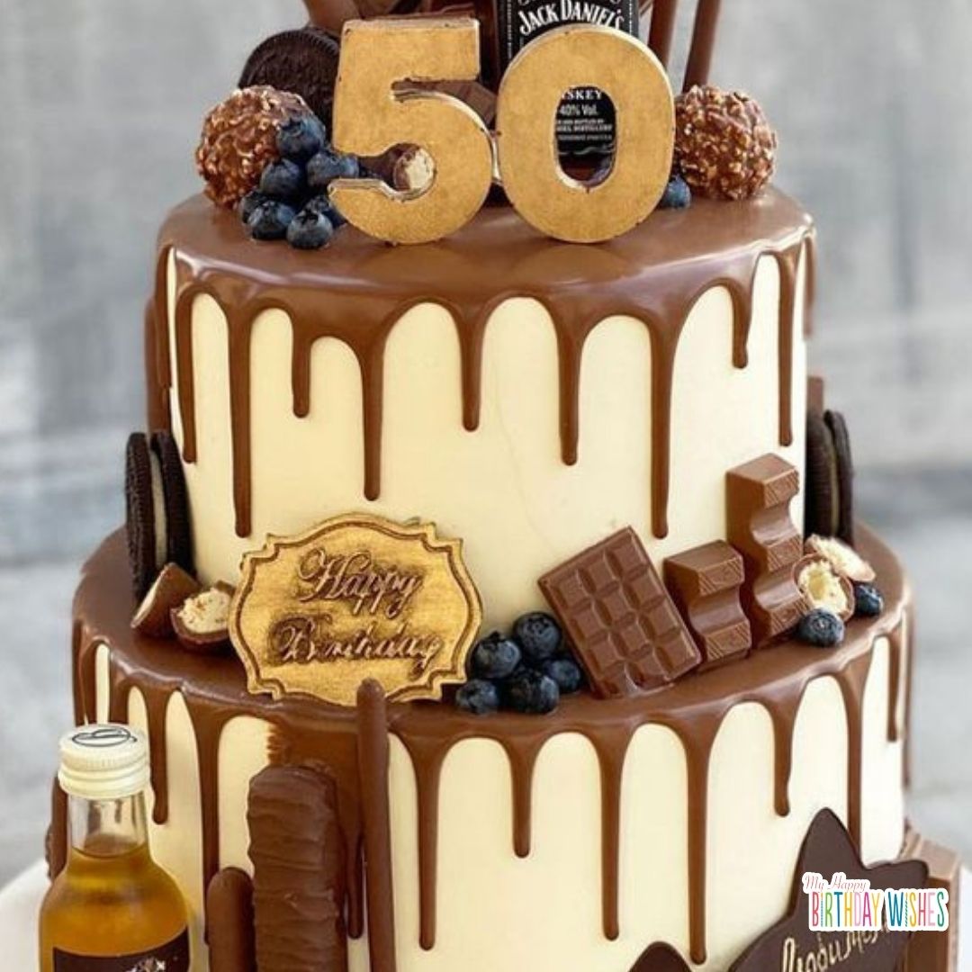 Chocolate layered 50th Birthday Cake design ideas