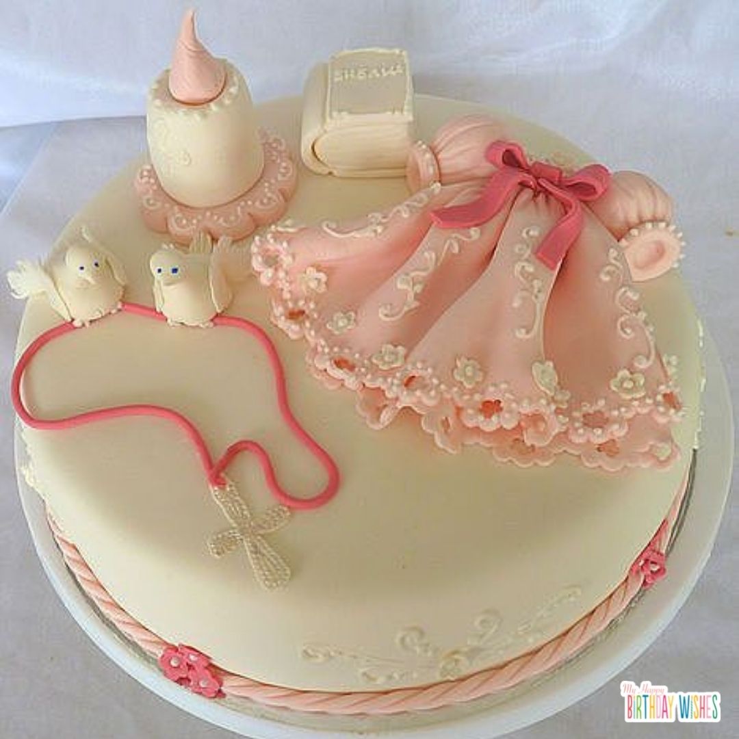 cute design christening cake for girl