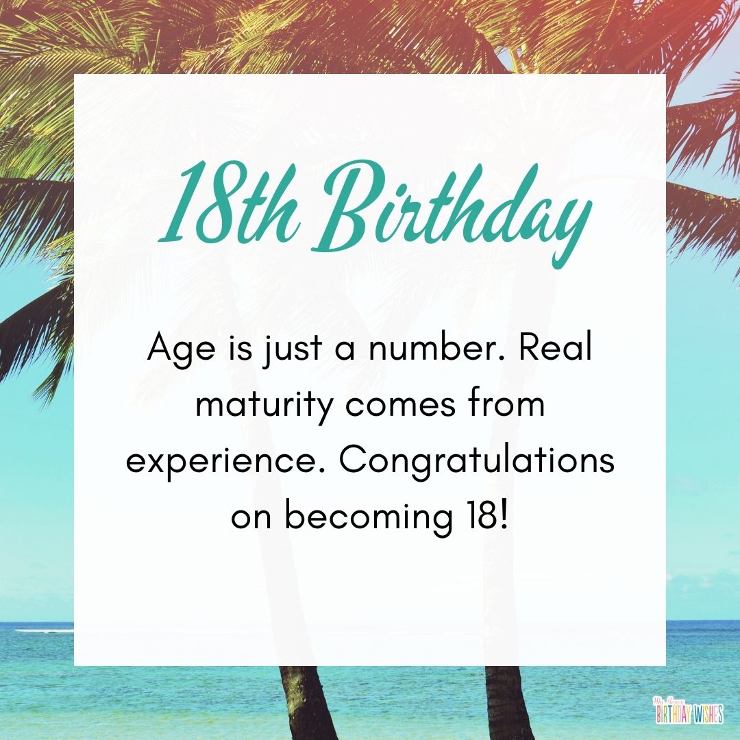 beach theme 18th birthday card with birthday wish