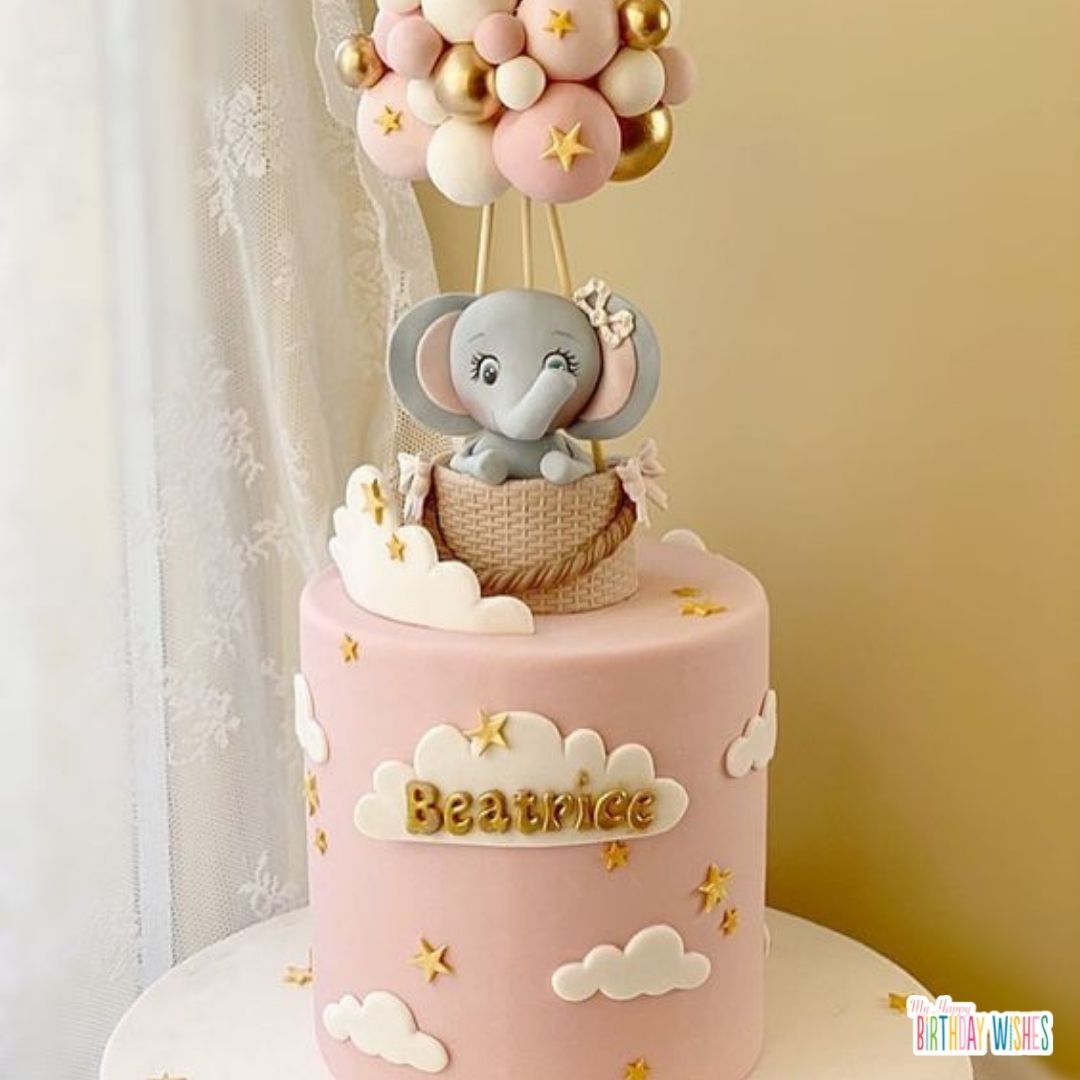 for girls elephant pink cake for christening