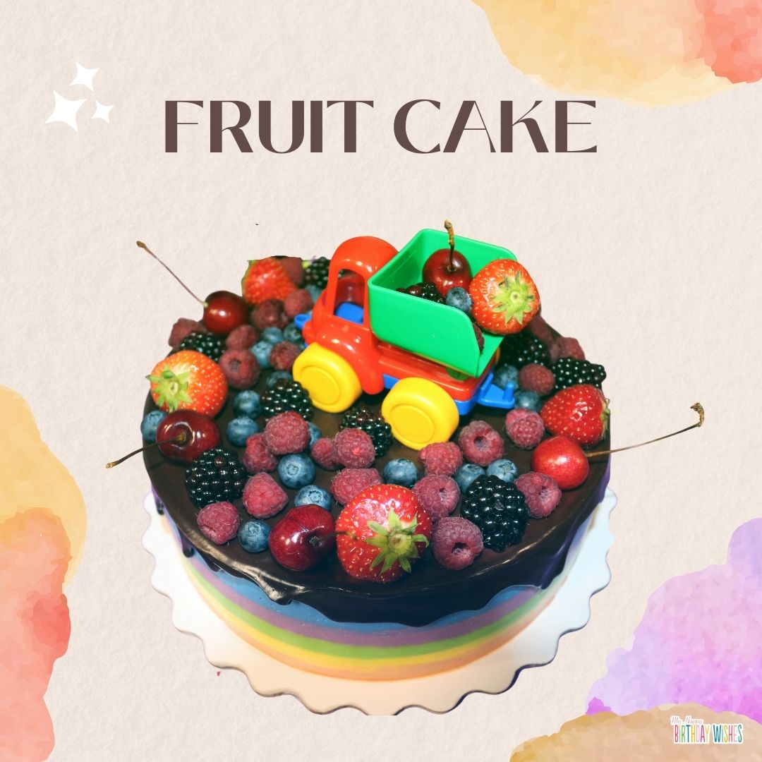 fruit birthday cake with cute designs