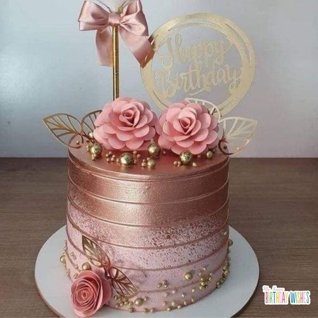 gold pink birthday cake ideas on