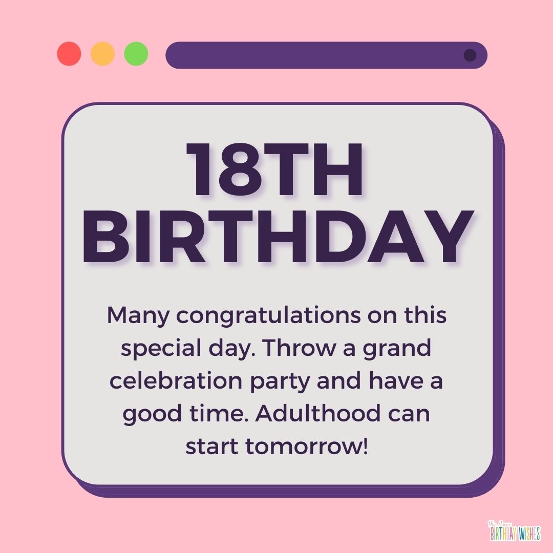 ui media design card for 18th birthday with wishes