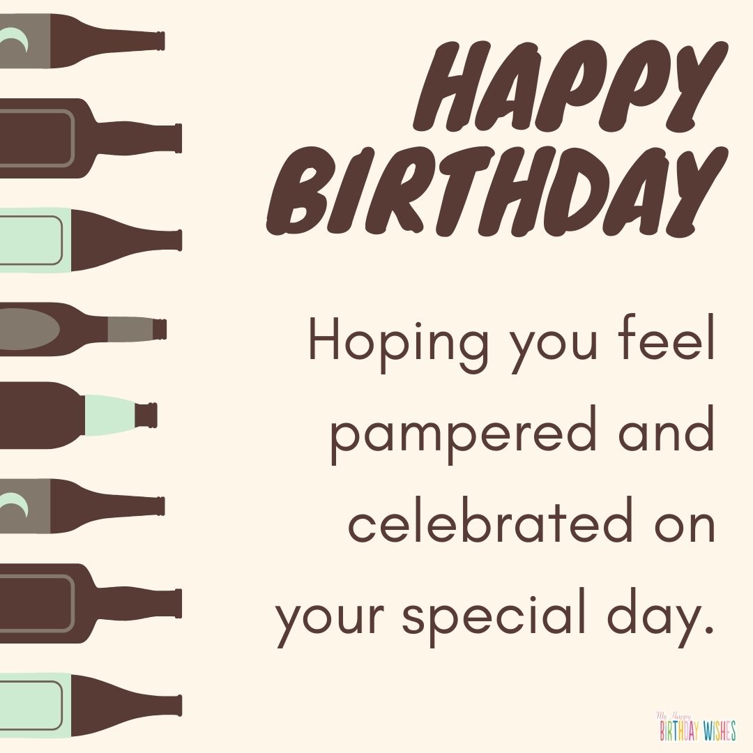 short birthday wish with beers and bottles design