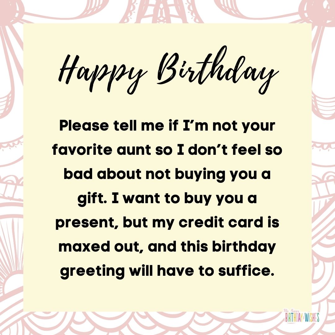 funny birthday greeting for niece with simple design card