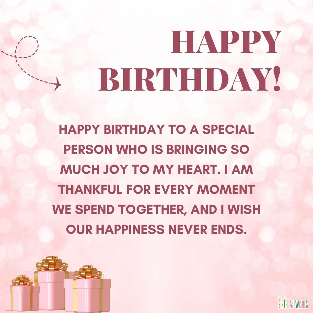 pink glitters birthday card design with birthday wish for special person
