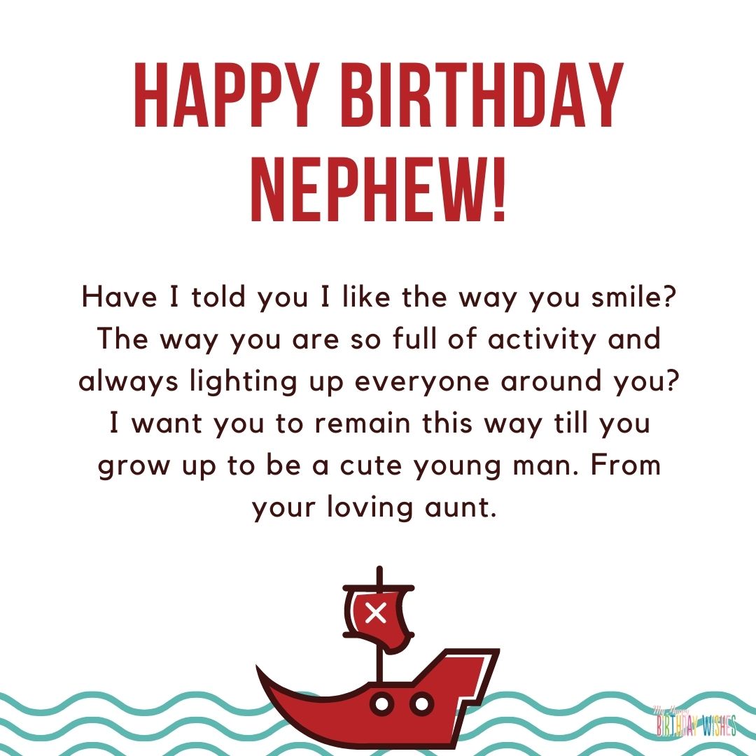 sailing style birthday card for nephew with wishes