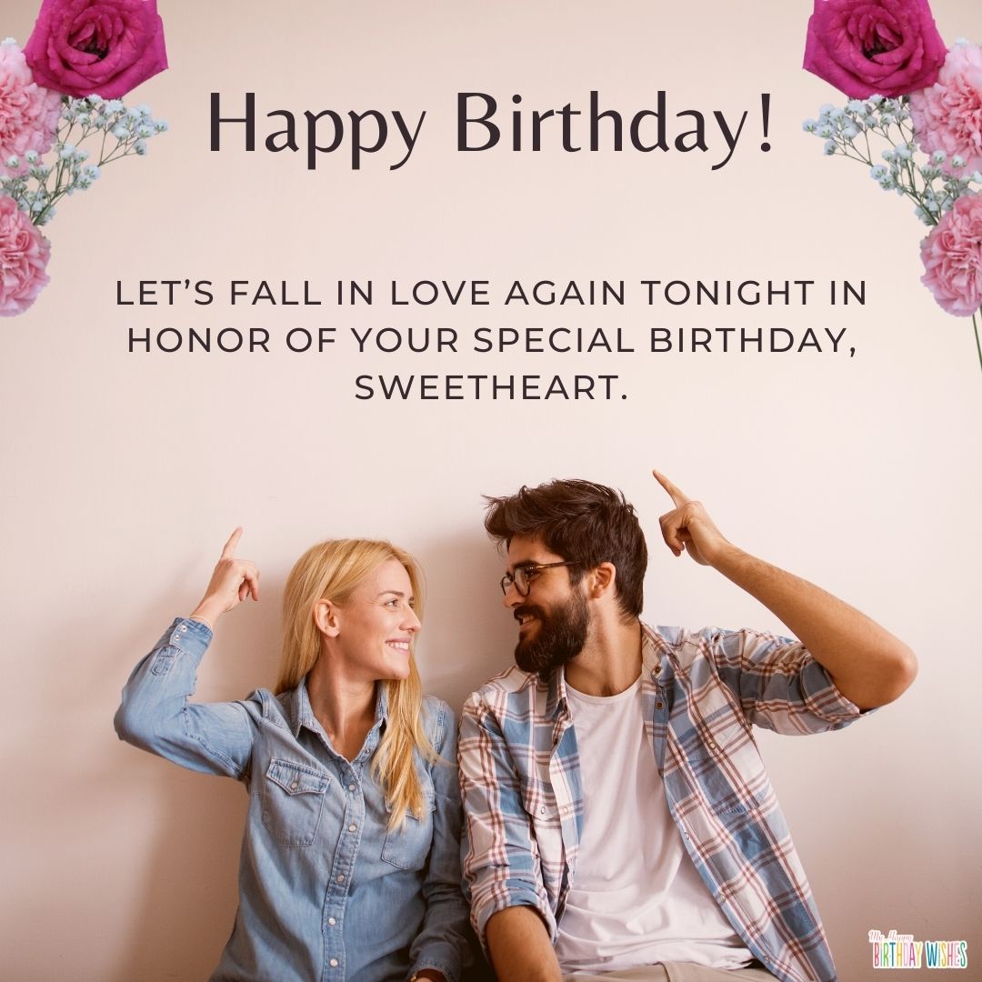 sweet couple picture birthday card with simple birthday message