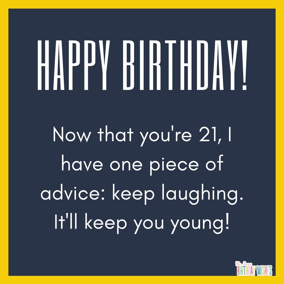 21st birthday wish minimal blue green and yellow theme card