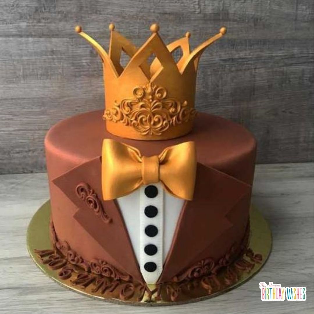 birthday cake ideas for men with crowns and suit design