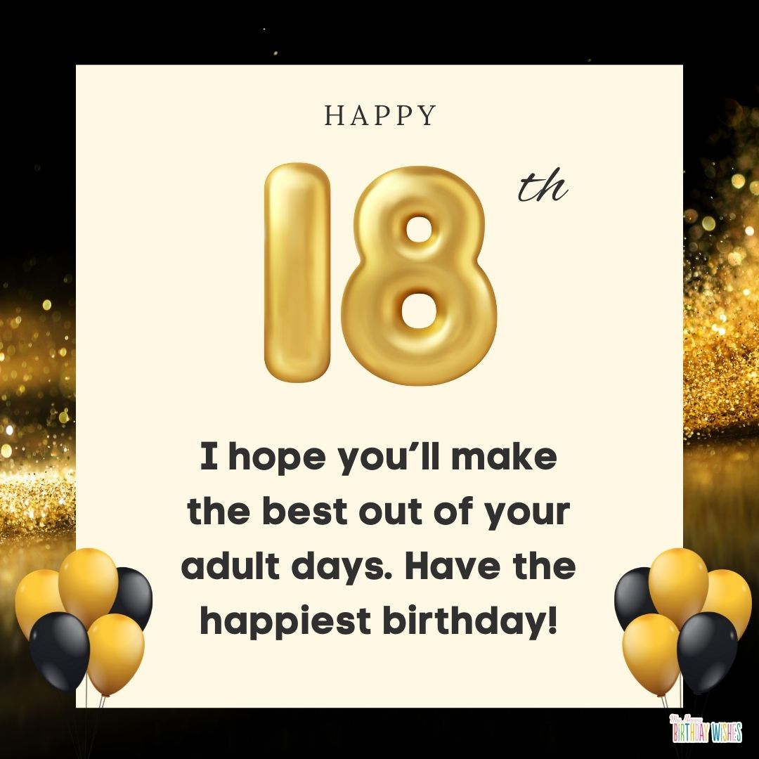 elegant 18th birthday card with short wishes