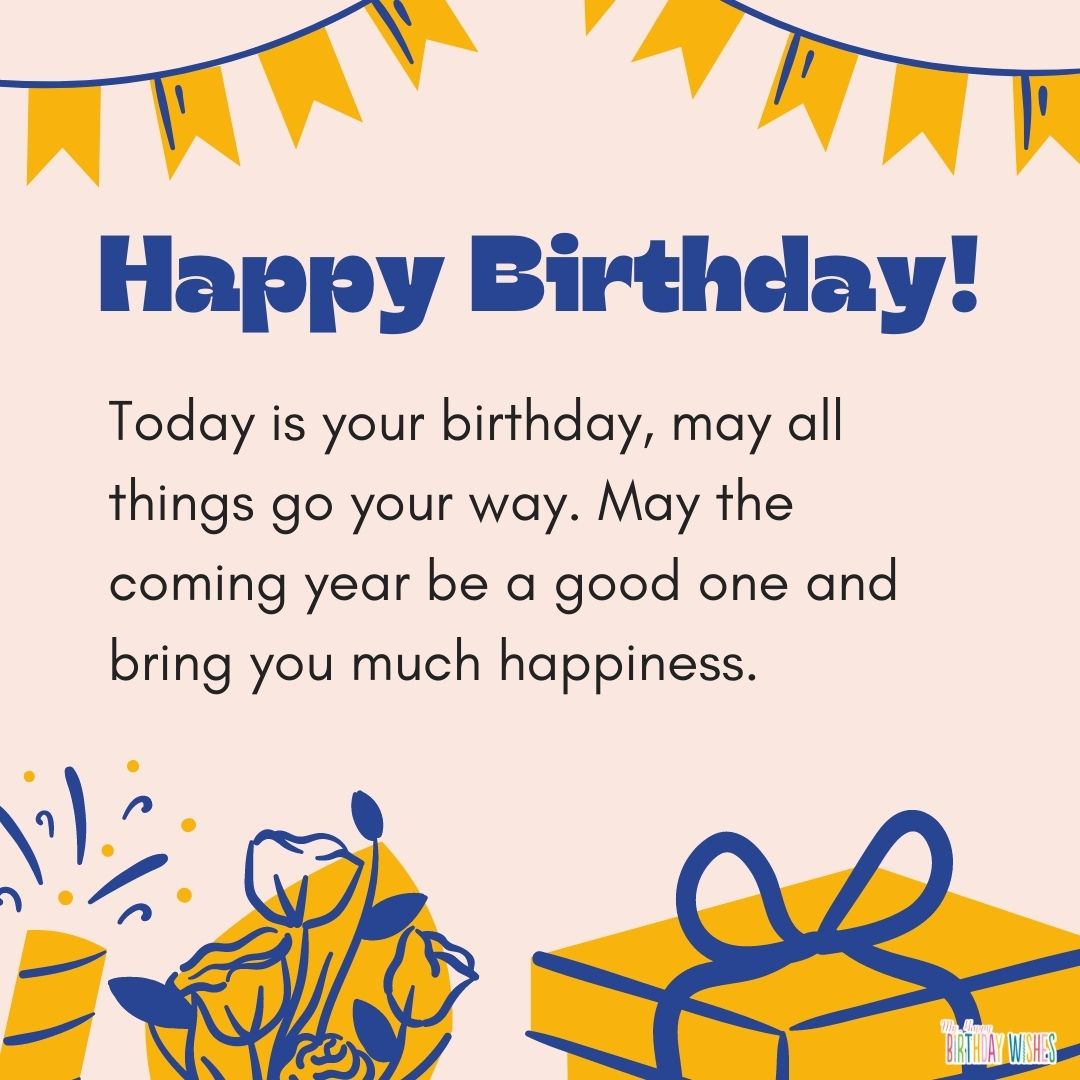 birthday wishes for someone with gifts, flowers, and birthday decors