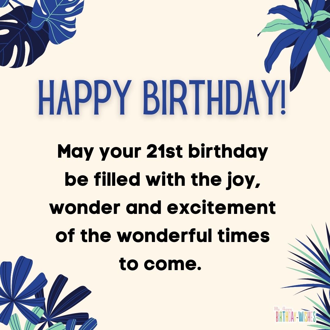 Hawaiian birthday theme card with birthday wish for 21st birthday