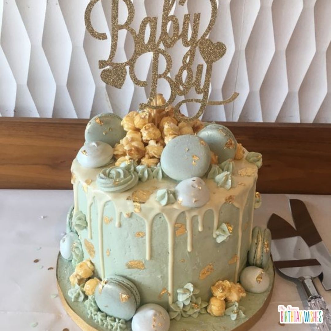 green themed design cake with mooncakes for christening cake