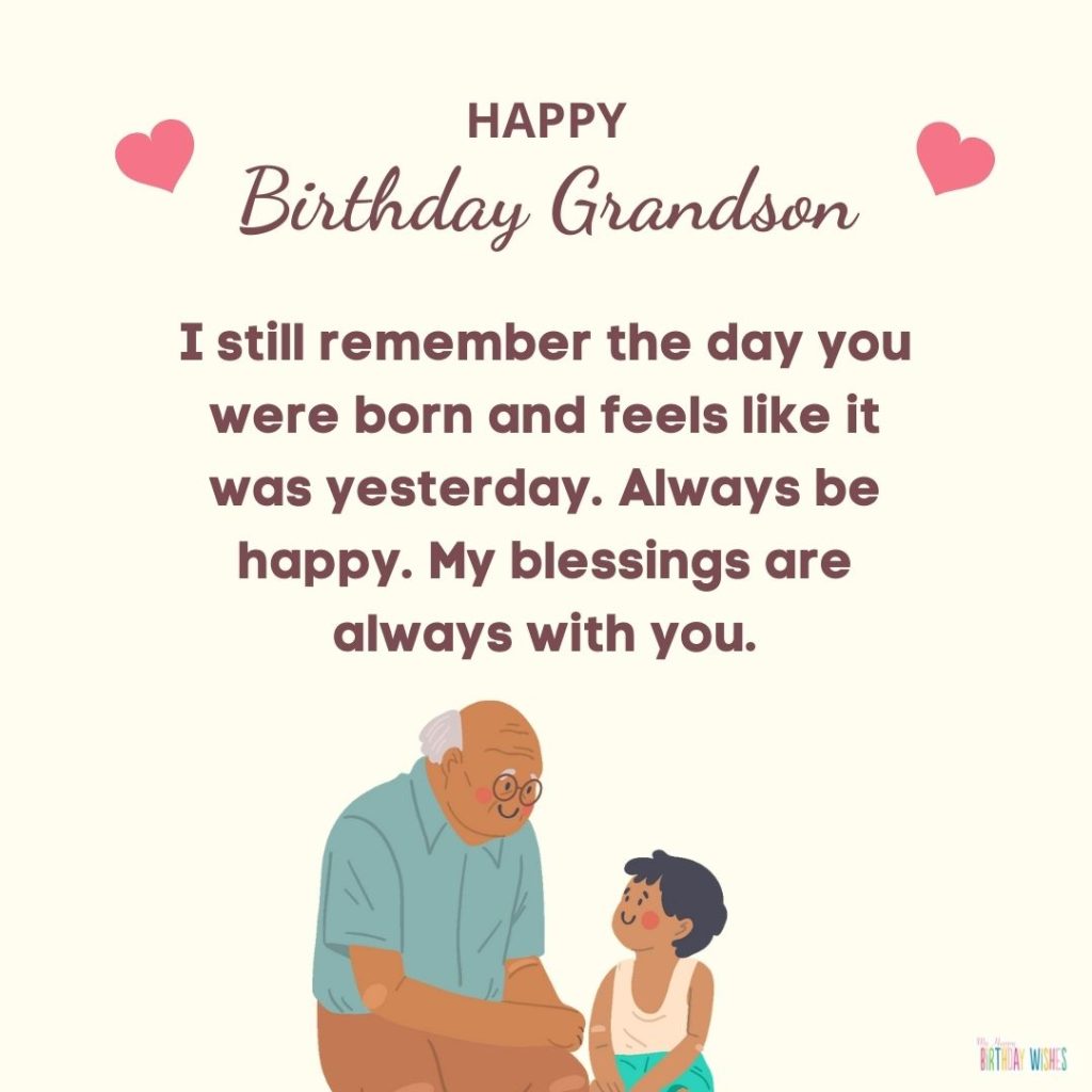 meaningful birthday message for grandson from grandpa with minimal design