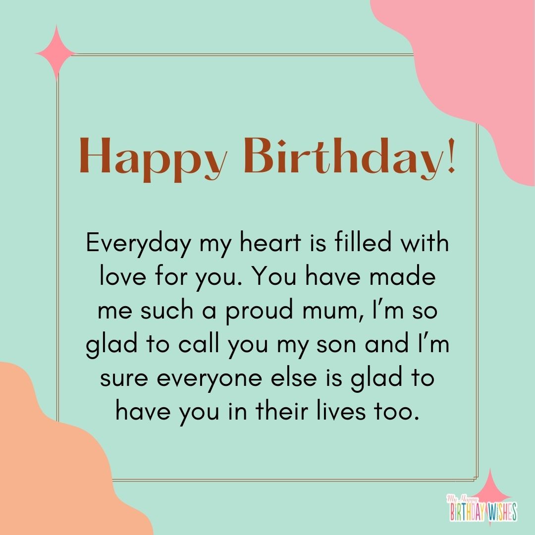 colorful abstract design card for son birthday greetings
