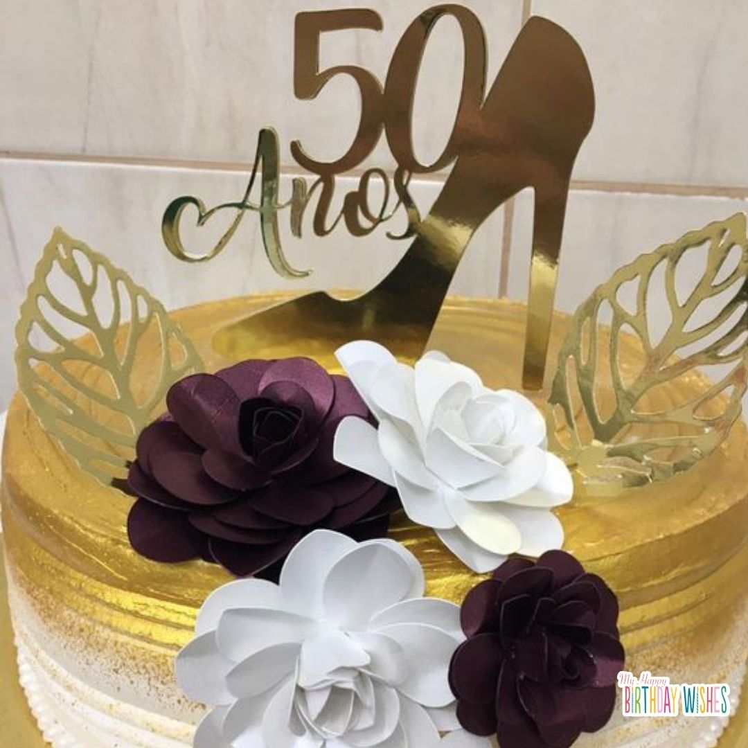 gold theme design birthday cake for 50th birthday cakes
