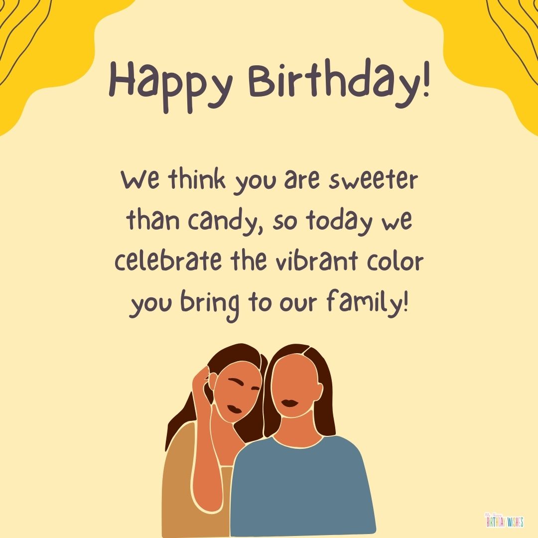abstract yellow deign birthday card for sister-in-law
