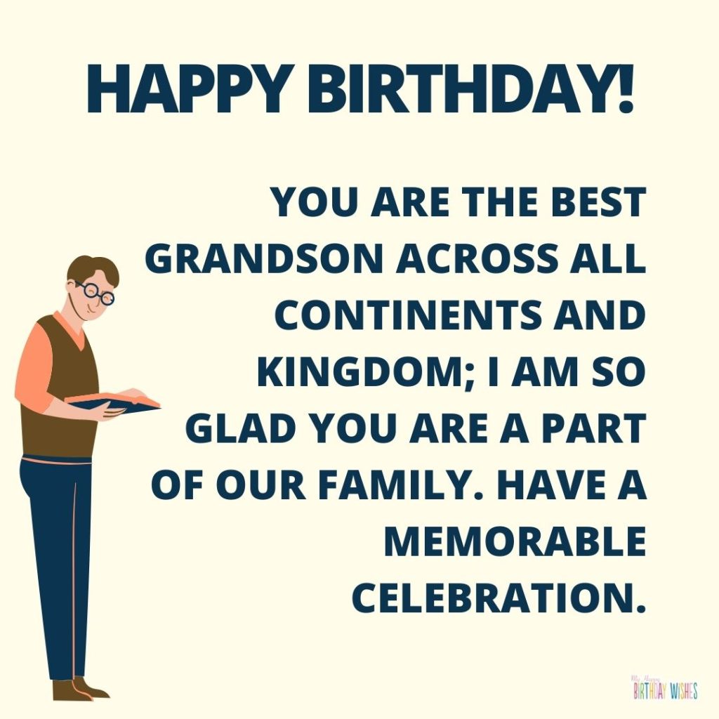for the best grandson birthday greetings with minimal design and grandson isometric character