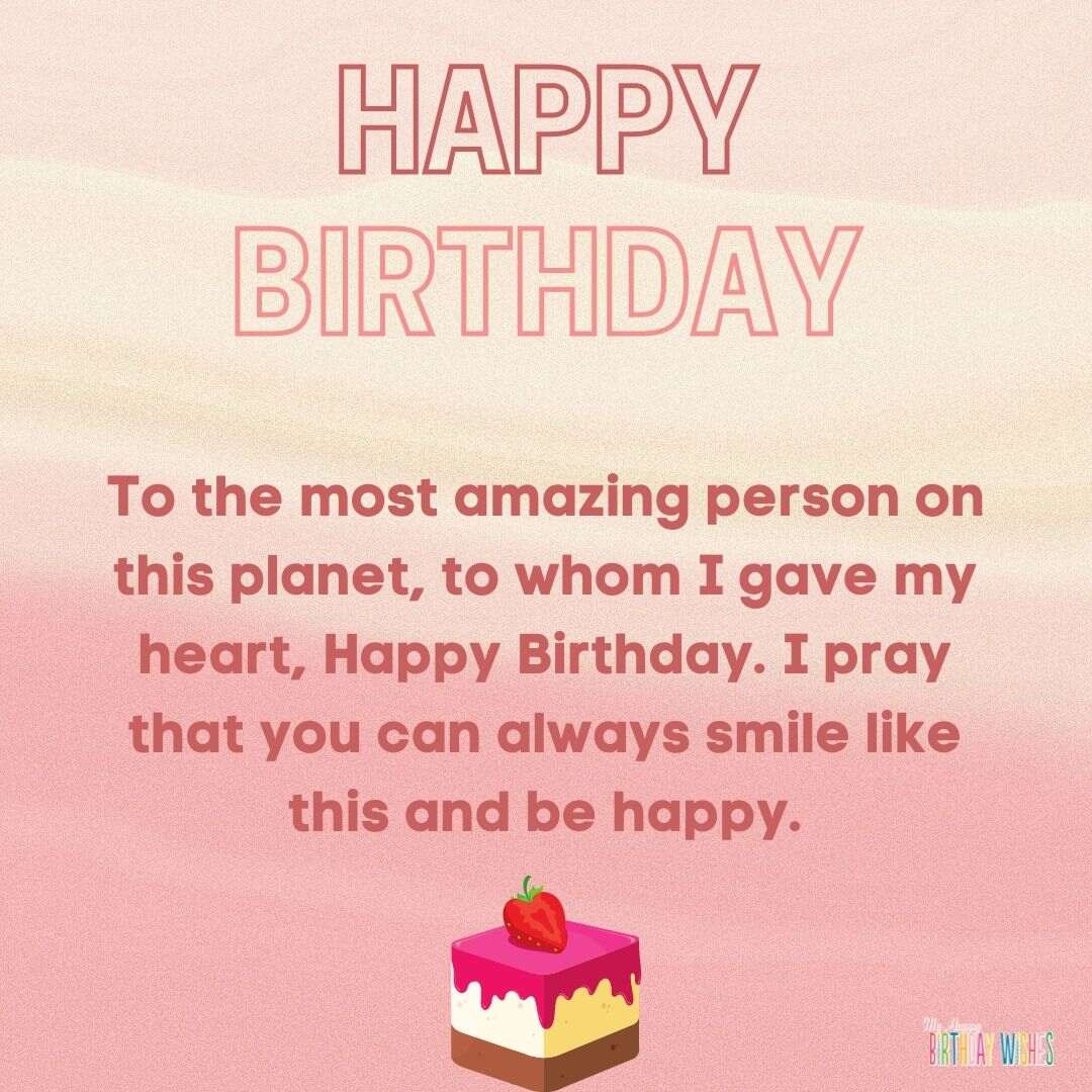 pink gradient theme birthday wish for lover
