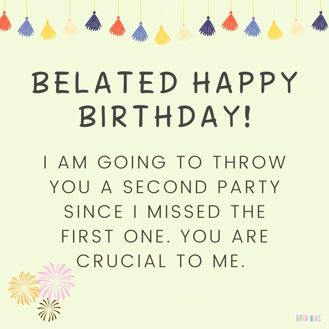 birthday message about throwing a second birthday party with bright designs