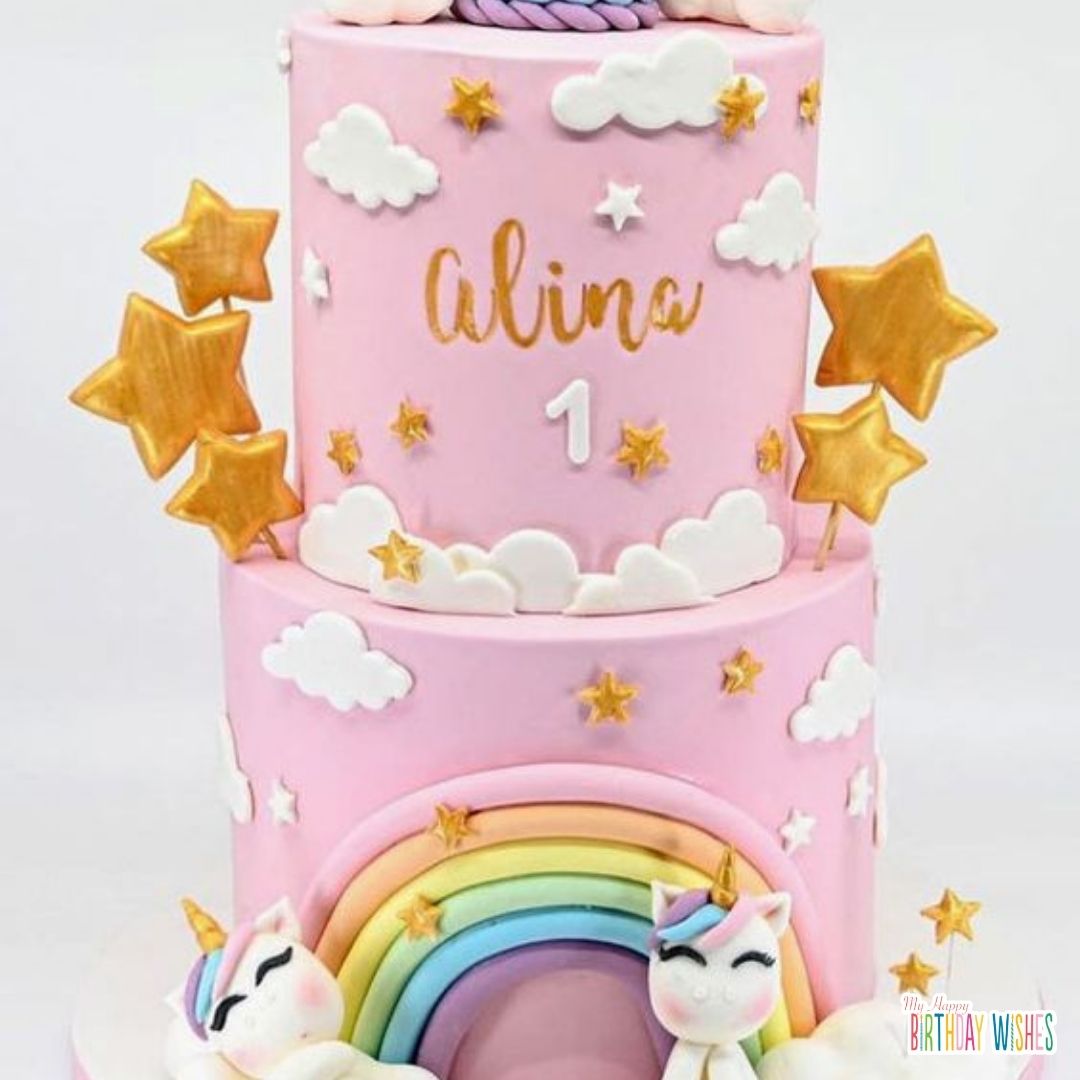 unicorn theme design birthday cake