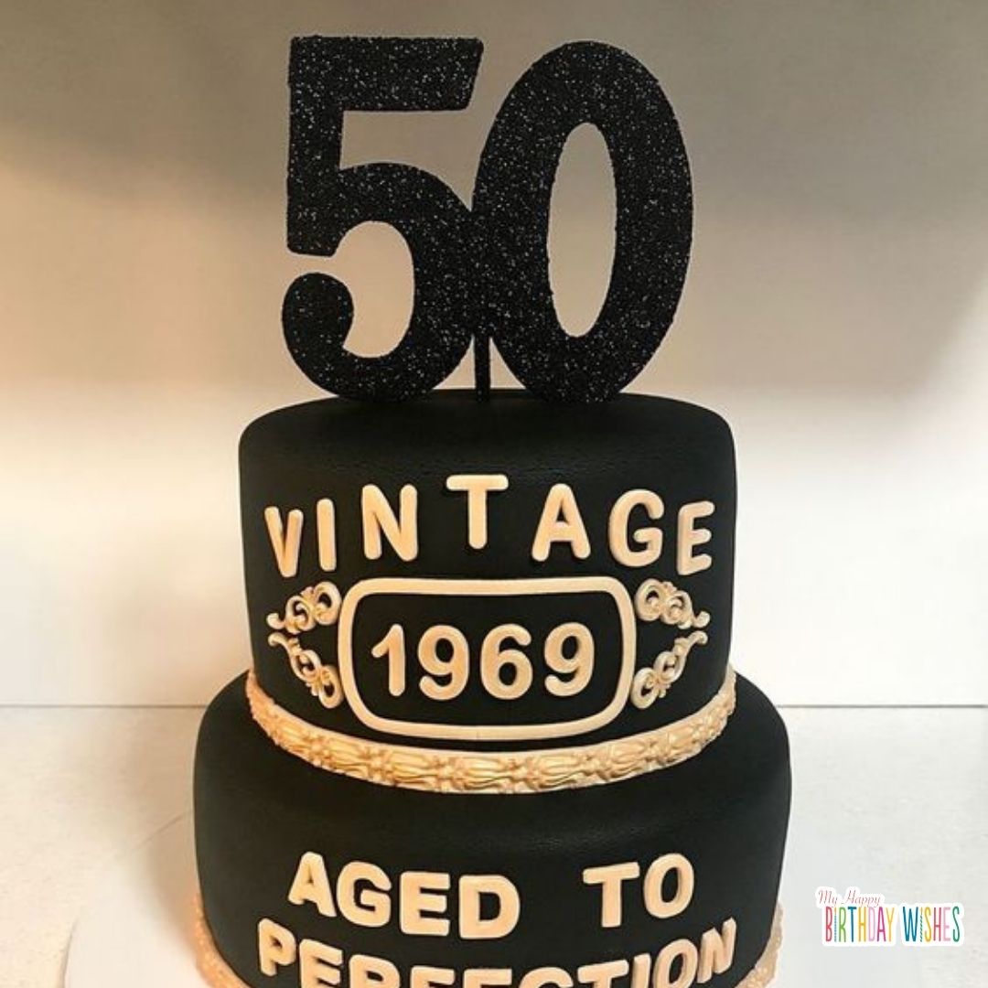 minimal black 50th birthday cakes idea
