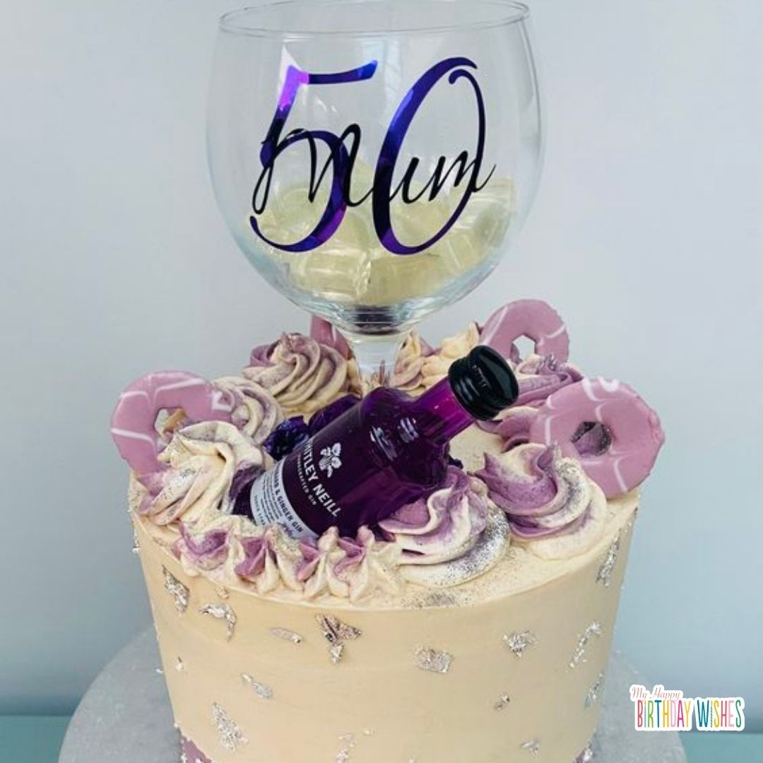violet theme birthday cake design on 50th birthday cakes