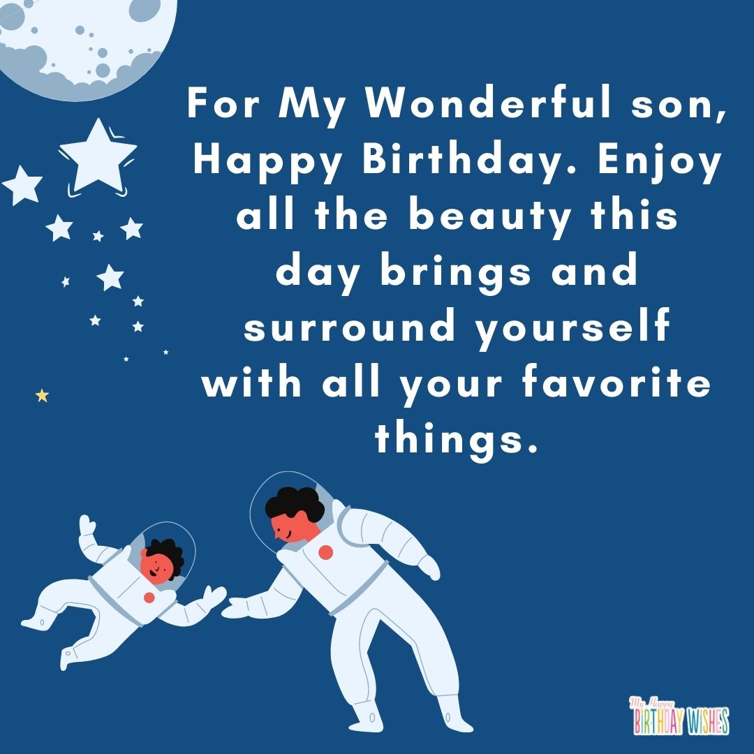 astronaut style card design birthday greeting for son