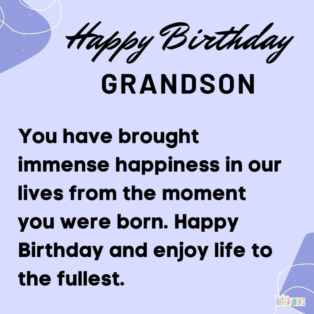 violet and abstract theme design birthday card for grandson with birthday wishes