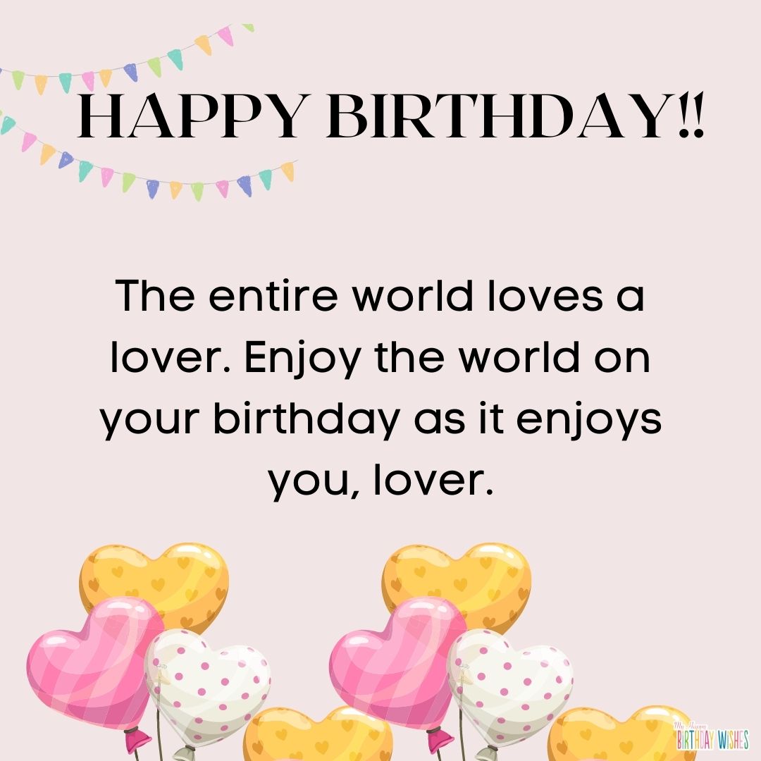birthday greetings with hearts and pink themed birthday card