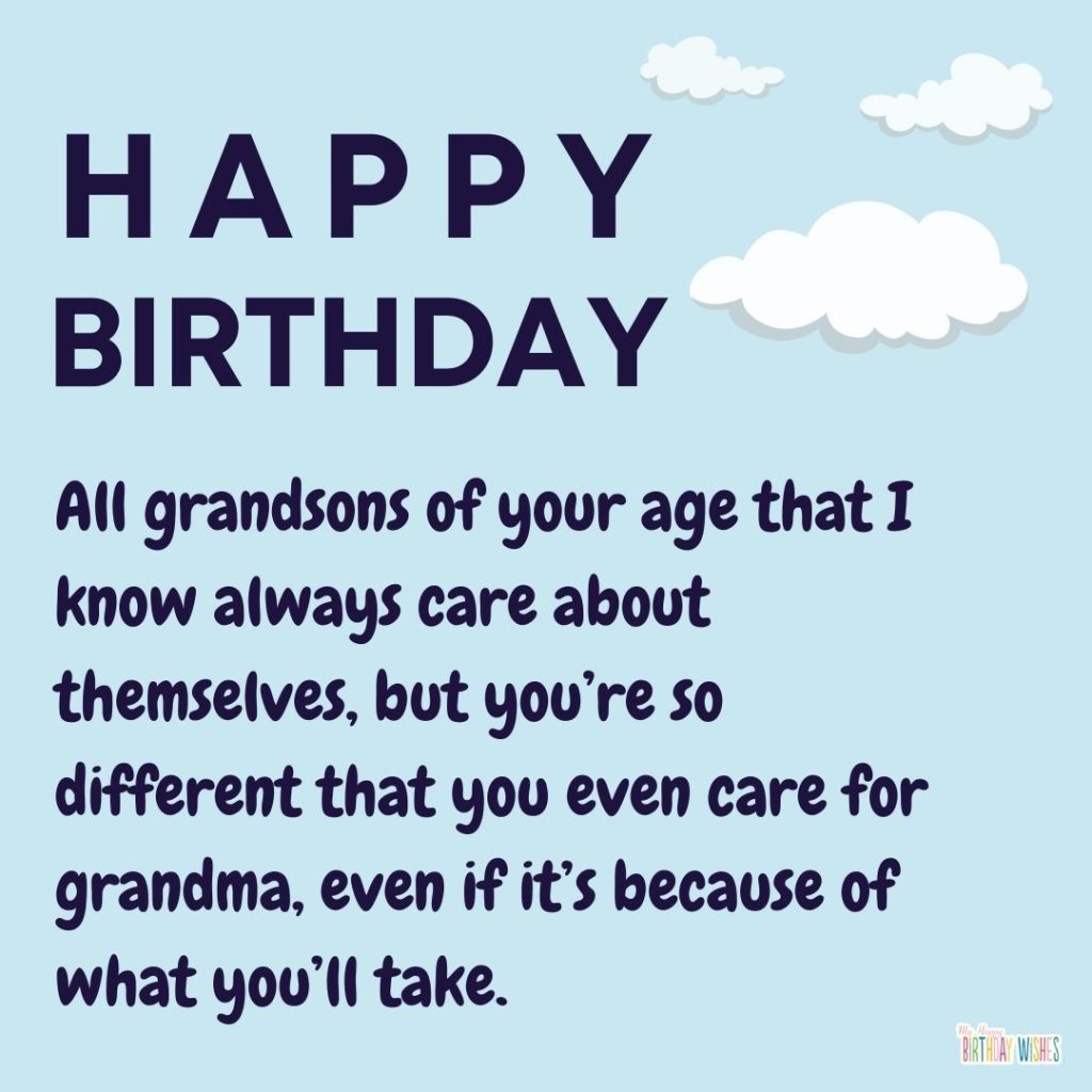 for a caring grandson birthday card with simple design