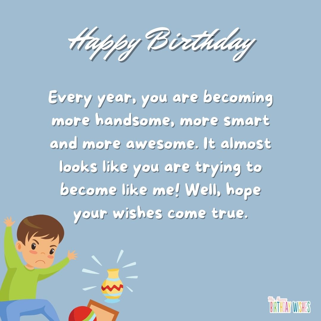for a handsome son birthday greetings with boy character icon