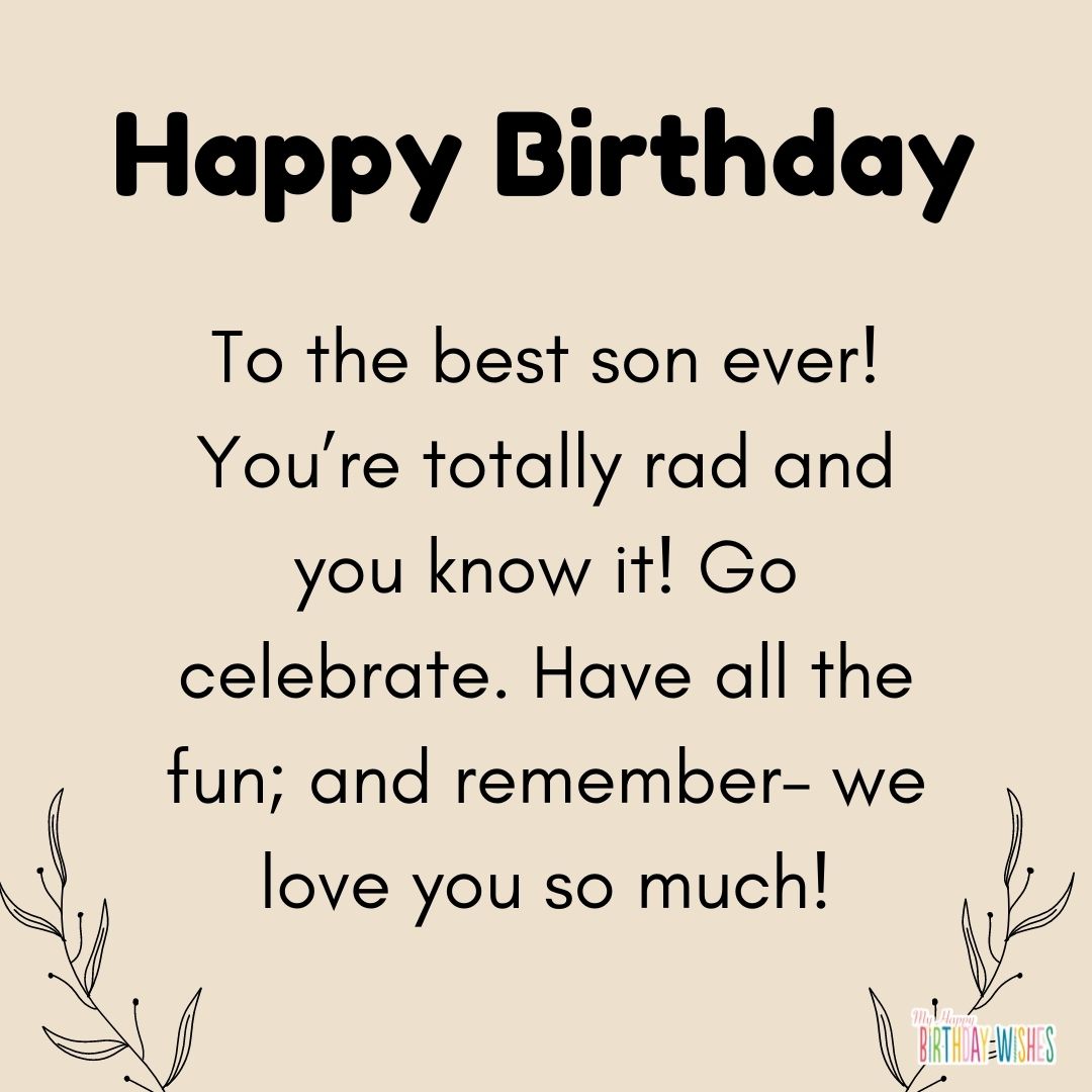 brown and monoline design birthday card for son