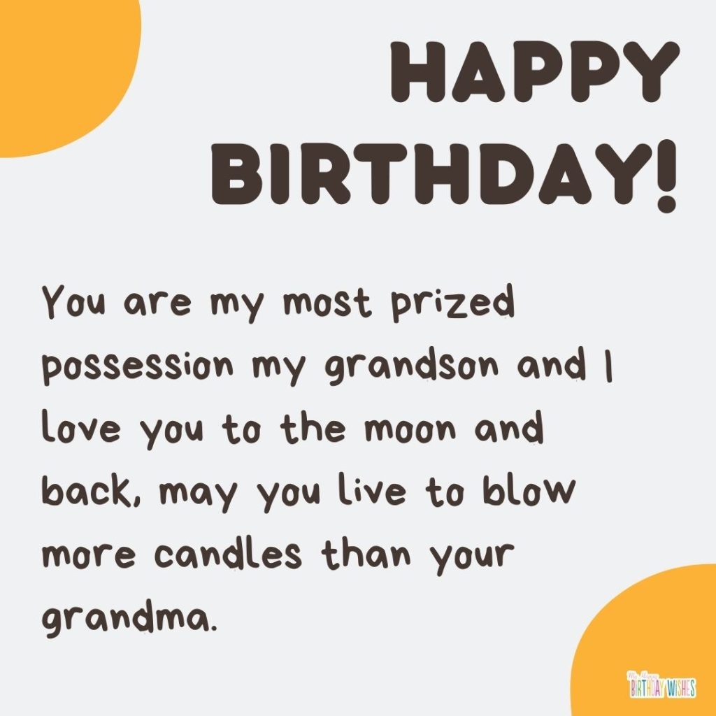 birthday greetings for the most treasured grandson with minimal design