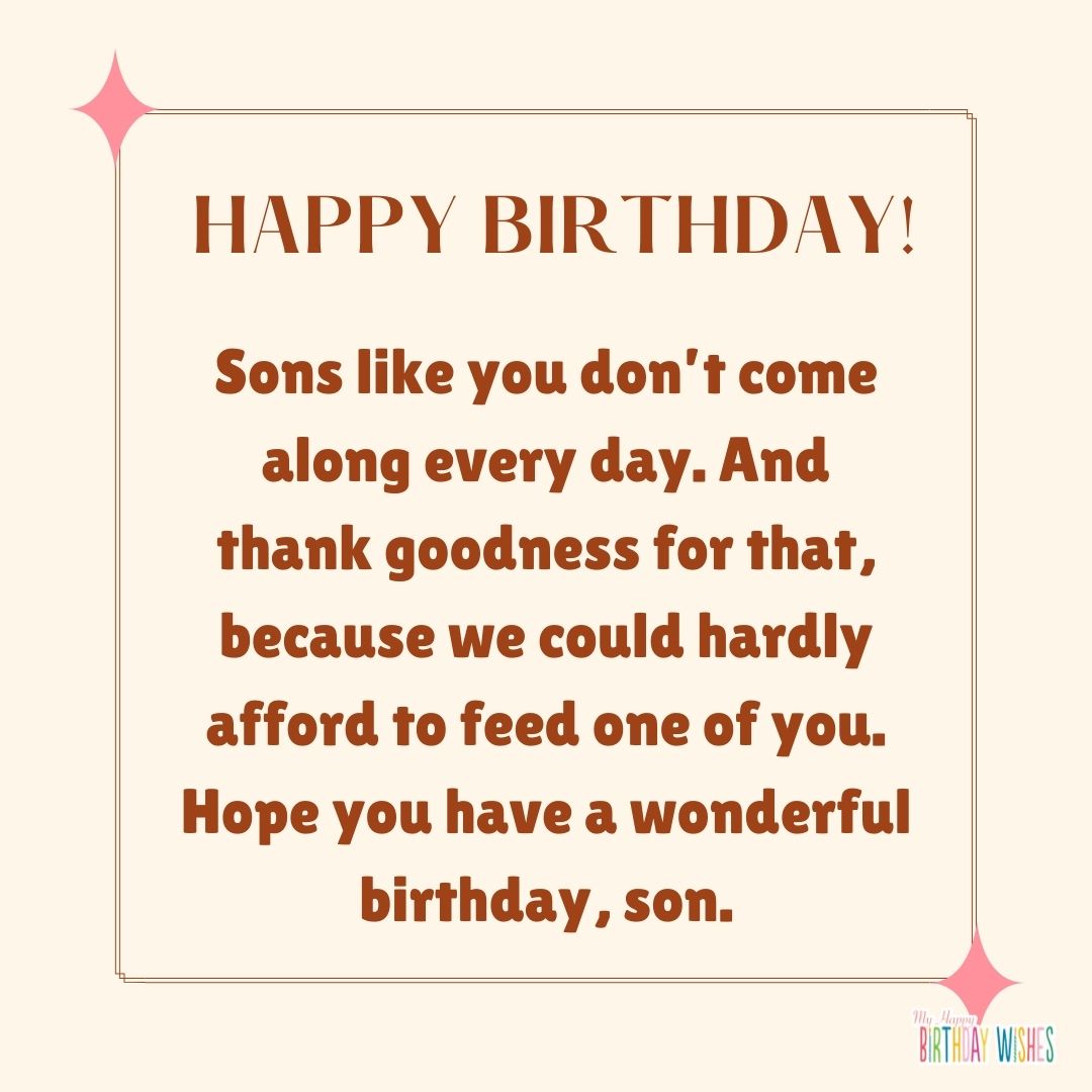 simple square design birthday wish for son
