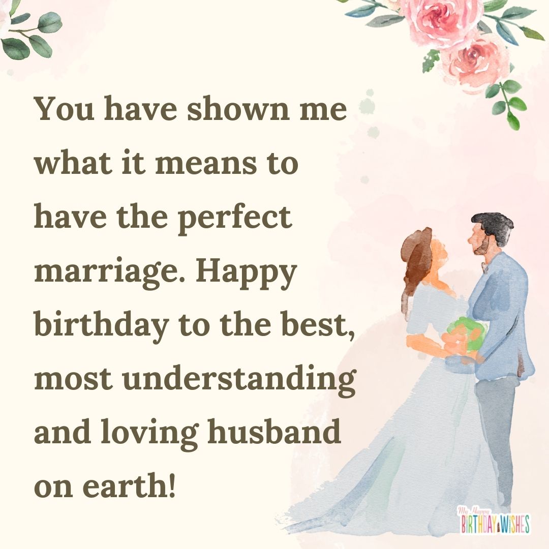 married type birthday card design with wish for husband's birthday