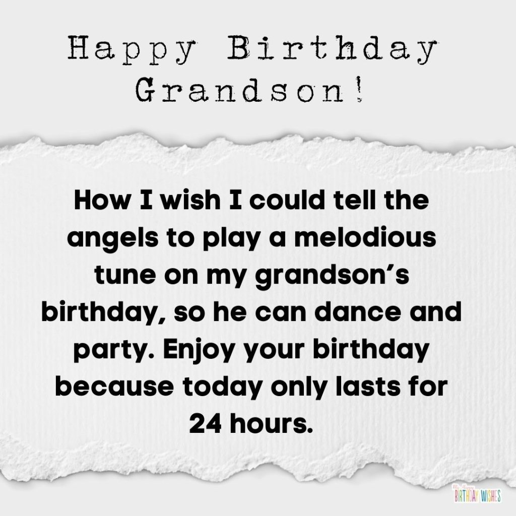 white background birthday greetings and message for grandson