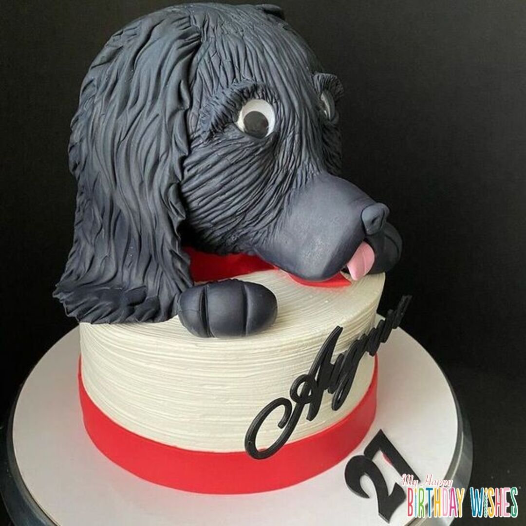 Basset Hound Cake - a dog cake sculpture on top. 
