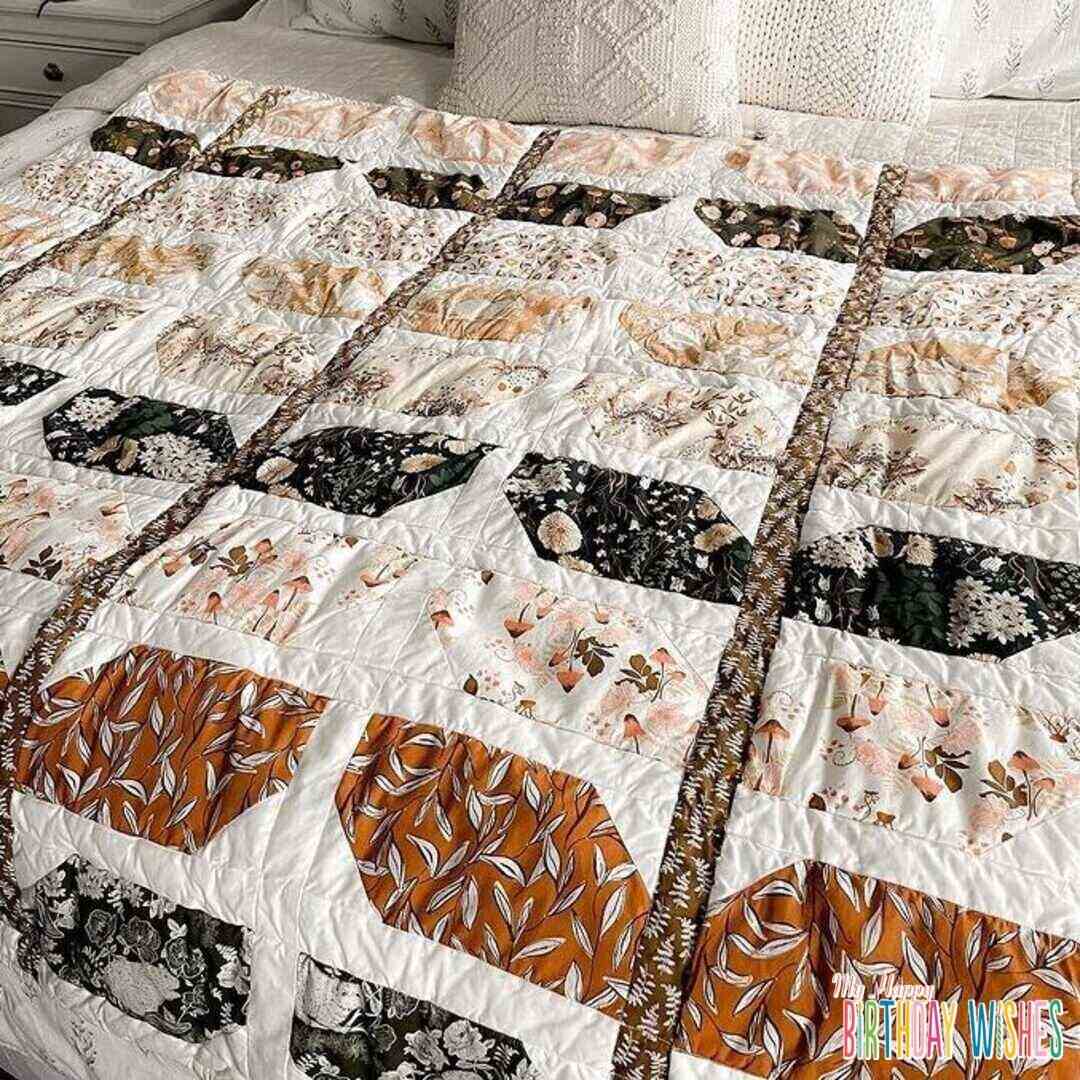 Blanket Neutral Patchwork Quilt in cool designs.