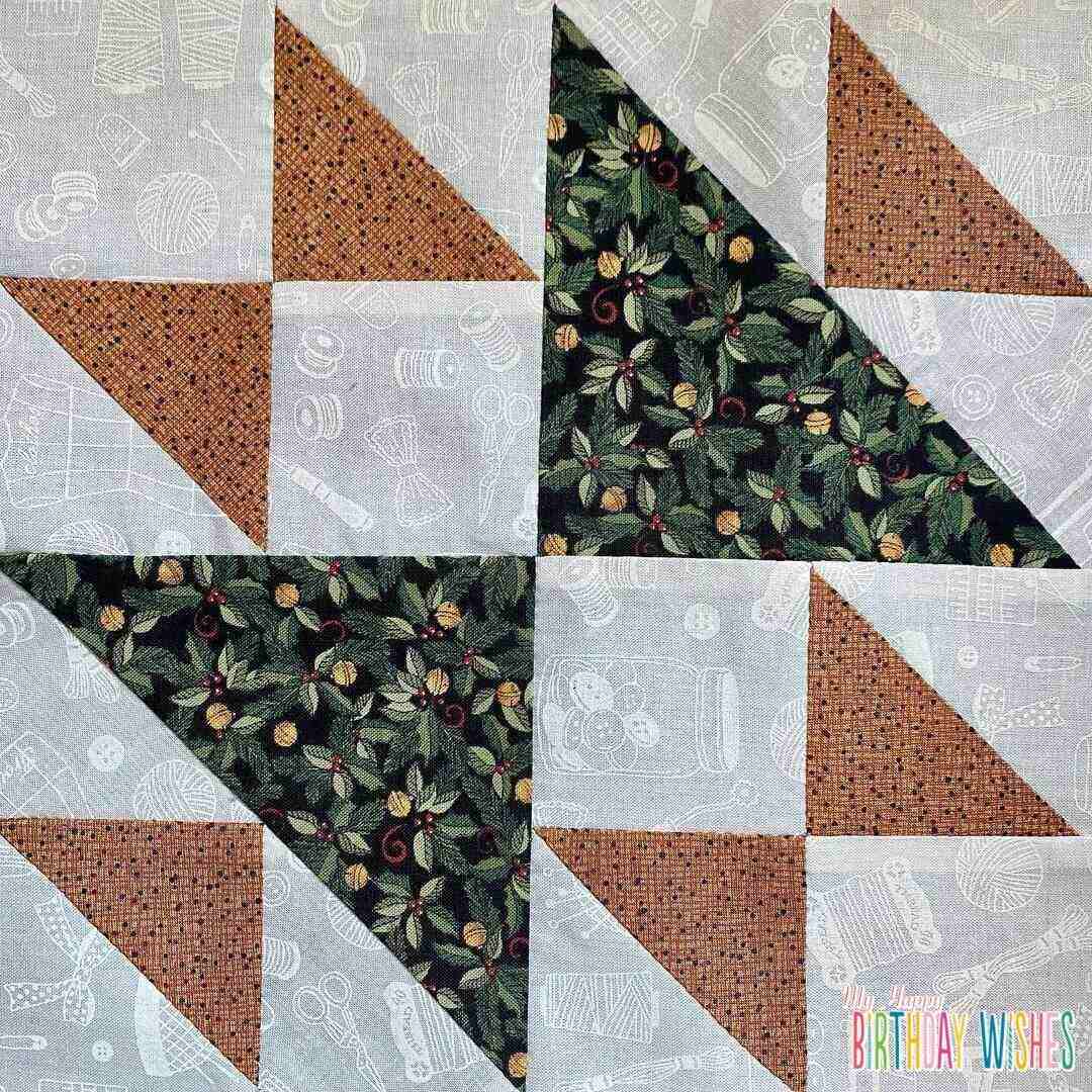 Christmas Triangle Pattern Quilts with Christmas leaves and different object design.