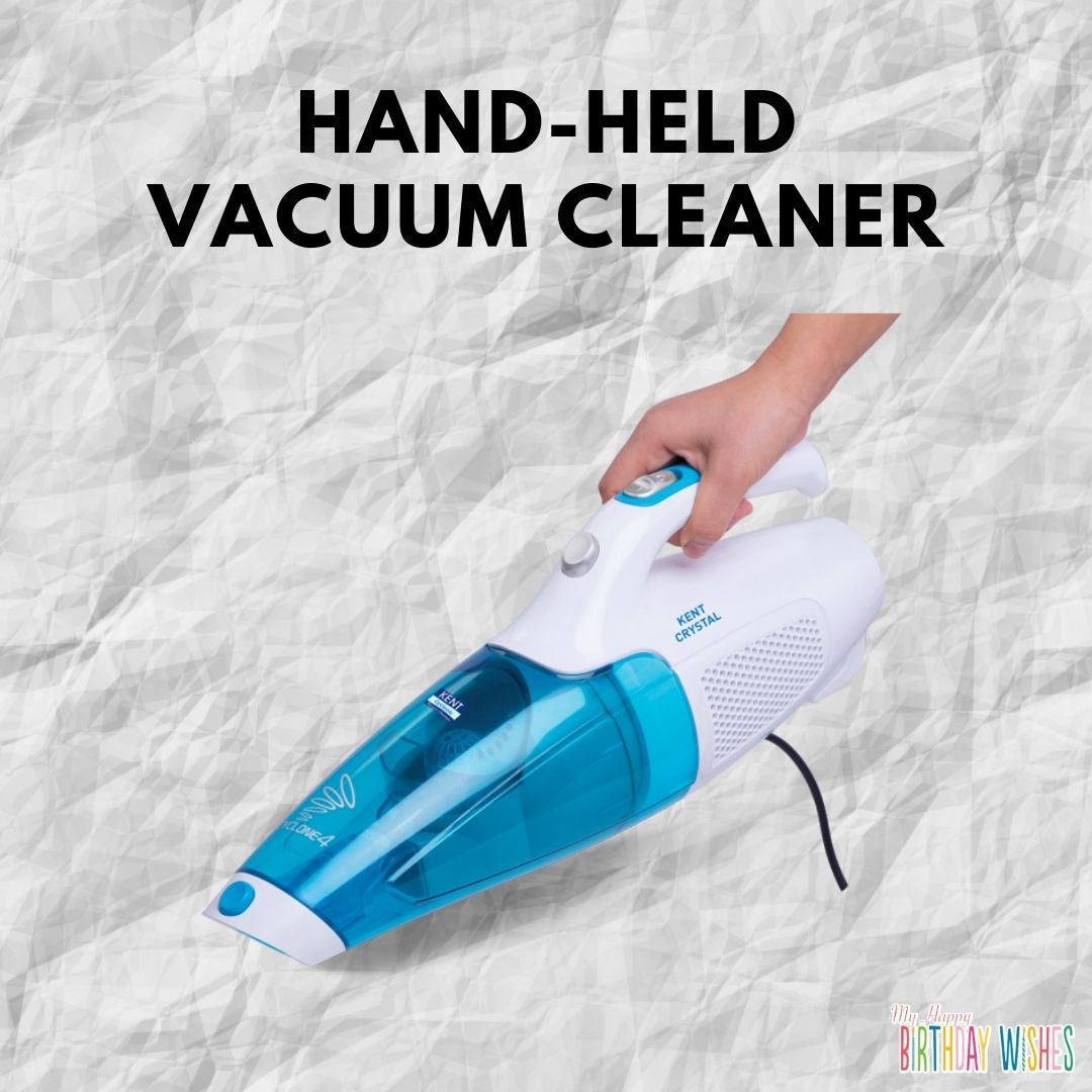 Hand-held Vacuum Cleaner in blue white color. 