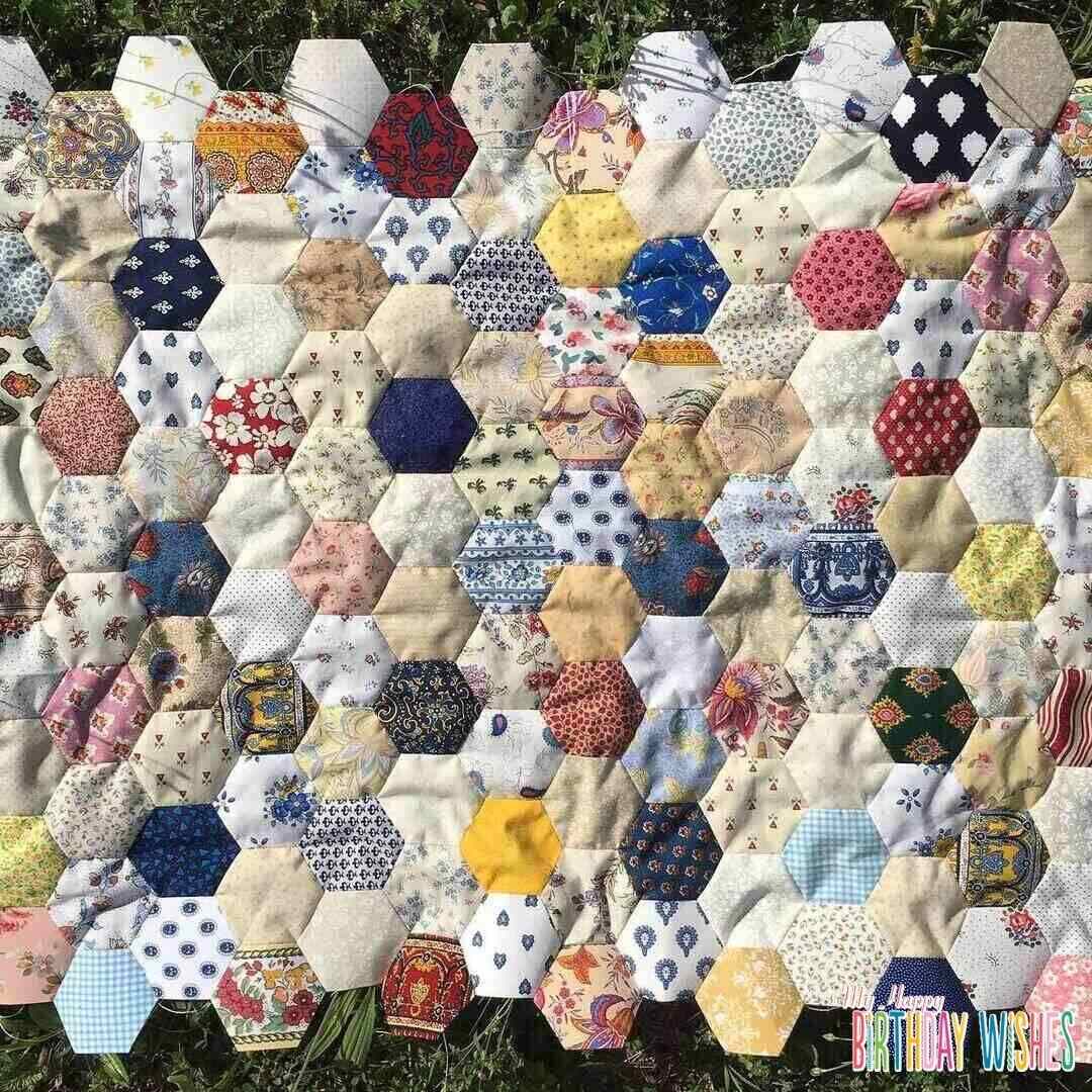 Hexies Patchwork Quilts with different colors, designs and texture that brought together.