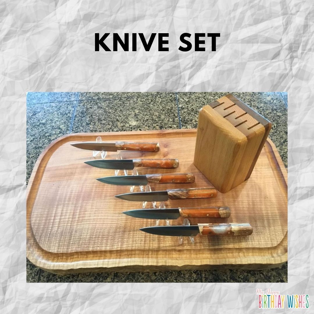 Knives Set with wooden rack