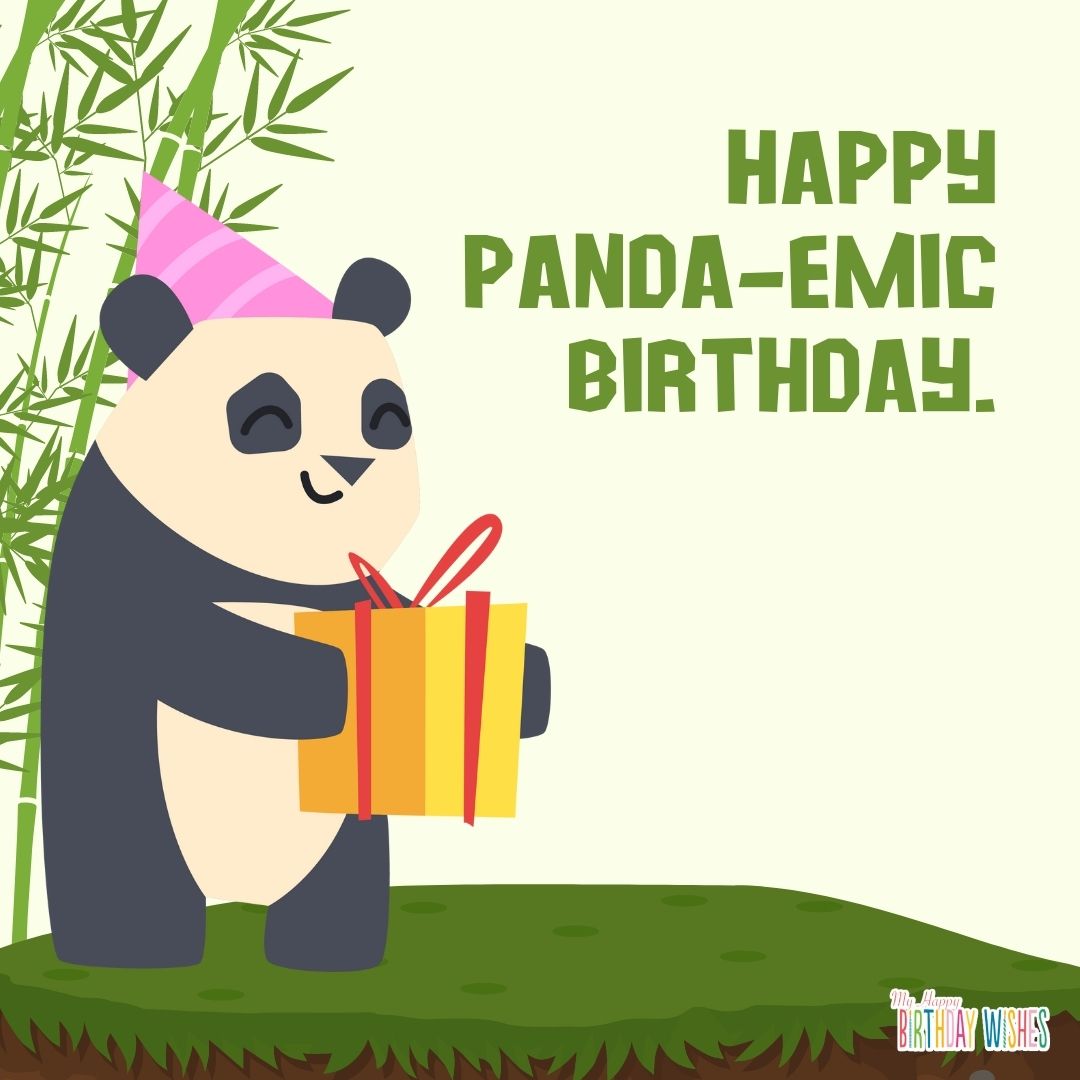 Panda with gift and party hat