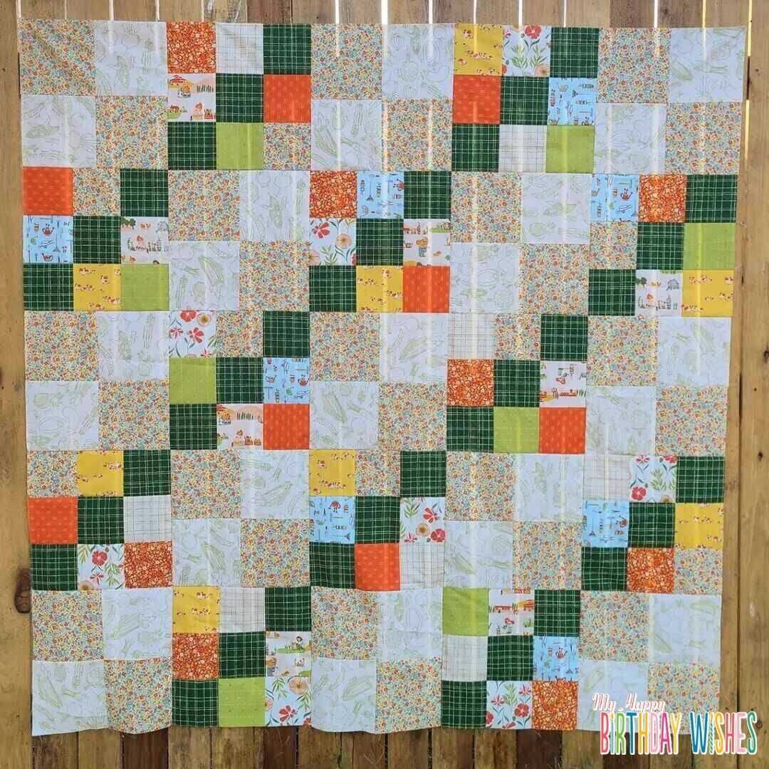 Diagonally placed Patchwork Path Quilt Pattern in small squares.